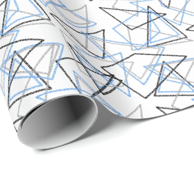 Papel De Presente Formas geométricas em giz sobre branco  (Ponta do rolo)