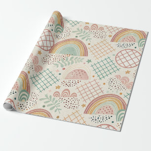 Papel De Presente Formas retrô e texturas pontilhadas em pastel terr