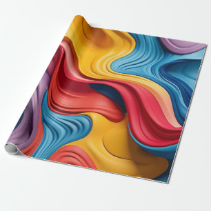 Papel De Presente Formas tridimensionais giradas em cores arco-íris
