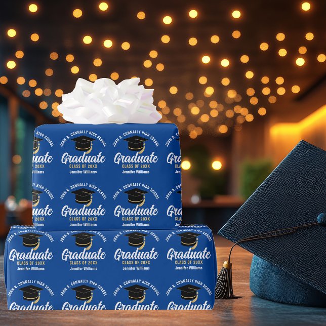 Papel De Presente Formatura Azul Branco Personalizada 2026 (Criador carregado)