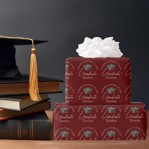 Papel De Presente Formatura Personalizada Burgundy