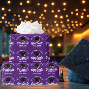 Papel De Presente Formatura Personalizada Roxa de Graduação