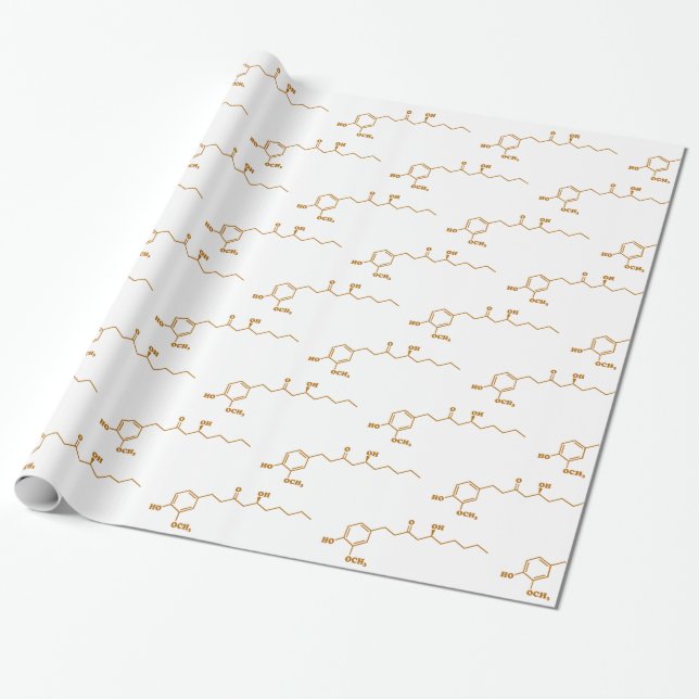 Papel De Presente Fórmula química da molécula de Gingerol do (Desenrolado)
