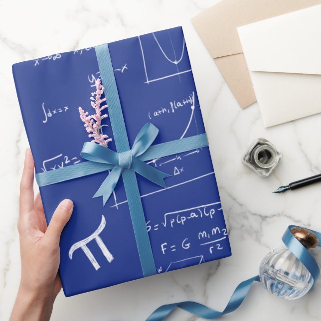 Papel De Presente Fórmulas Equações de Matemática Azul Real Padrão (Presentear)