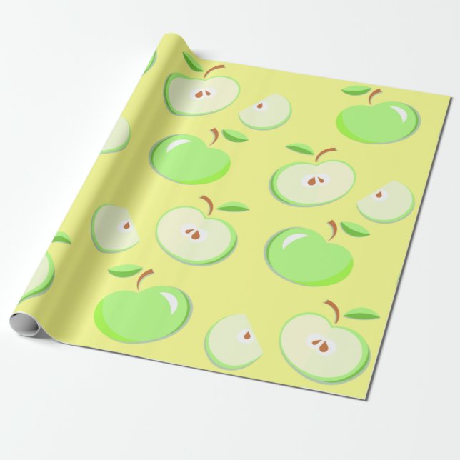 Papel De Presente Forno verde de maçã para maçãs (Desenrolado)