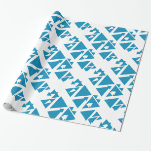Papel De Presente Fortes de inverno triângulos Gift Azul Geométric