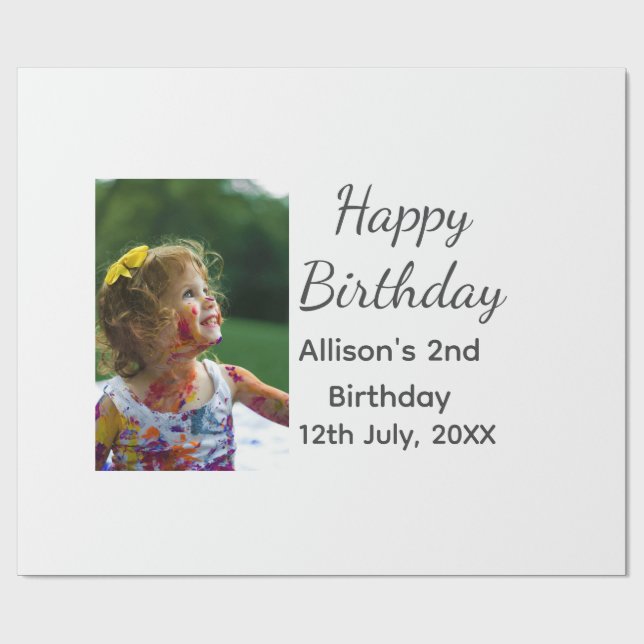 Papel De Presente Foto: Apelido clássico moderno data feliz aniversá (Aberto)