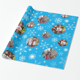 Papel De Presente Foto azul do floco de neve com padrão de fotos de 
