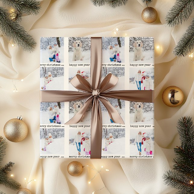 Papel De Presente Foto Colagem Feliz de Natal (Photo christmas wrapping paper)