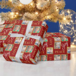 Papel De Presente Foto Collage Peace Love Joy Green Christmas<br><div class="desc">Adicione um toque pessoal ao seu presente de Natal com este presente de fotos. O design oferece 4 fotos quadradas e o texto: Paz Joy Love. As cores são: vermelho e ouro.</div>