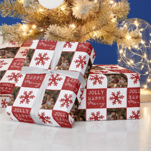 Papel De Presente Foto da Família da Feliz e Alegre Floco de Neve Ve