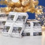 Papel De Presente Foto da família Elegant Felry Christmas Script<br><div class="desc">Livro de Molho de Foto da Família Feliz e Festiva Branca Feliz de Natal. Papel de embrulho moderno e elegante com desejo Feliz de Natal,  seu nome de família e uma foto personalizada - personalize com seu nome e insira sua foto na modelo.</div>