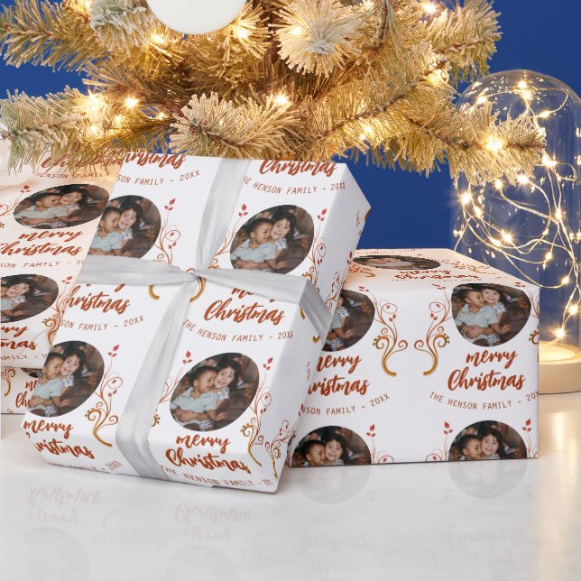 Papel De Presente Foto da família festiva Folhagem vermelha Feliz Na (Feriados)