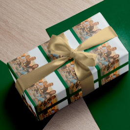 Papel De Presente Foto da família, Natal, ouro verde, personalizado 