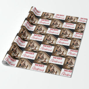 Papel De Presente Foto da família personalizada Feliz Natal