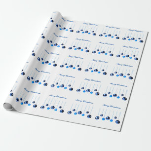 Papel De Presente Foto das bolas de decoração de Natal Azul com text