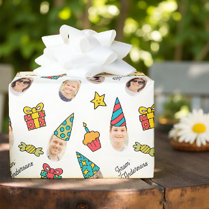 Papel De Presente Foto de aniversário engraçada moderna e fofa
