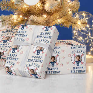 Papel De Presente Foto de Aniversário Personalizada de Bola de Beise