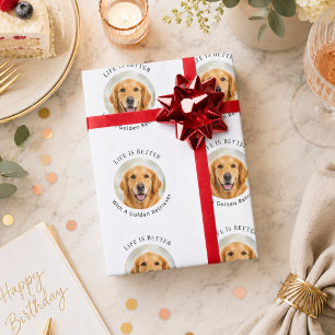 Papel De Presente foto de cachorro Golden Retriever A vida é Melhor
