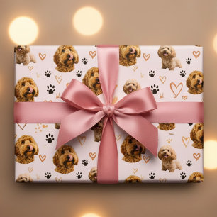 Papel De Presente Foto de Cachorro Personalizada Rosa – Dia dos Namo