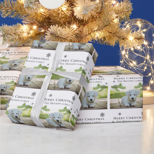 Papel De Presente Foto de Cachorro Pet de Natal Pinheiro Alegre (Feriados)