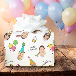 Papel De Presente Foto de Chapéu de Aniversário Engraçado Moderno