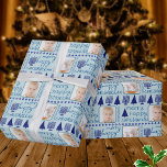 Papel De Presente Foto de Chrismukkah, em Fé-Fé-Gentil, de Marinho f<br><div class="desc">Adicione suas fotos a esta Feliz de feriado feliz papel de embrulho de fotos Chrismukkah em um padrão festivo de menorás azuis marinhos escuros e árvores de Natal em um fundo azul pastel para um pacote de presente verdadeiramente personalizado. Este adorável pacote de presentes personalizado é perfeito para famílias interconfessionais...</div>