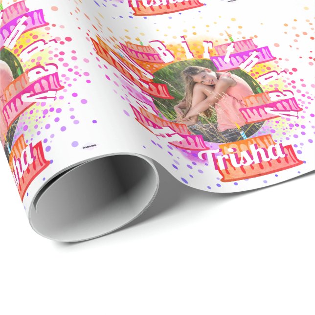 Papel De Presente Foto de empacotamento de presentes para a garota f (Ponta do rolo)