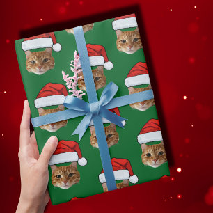 Papel De Presente Foto de gato de rosto personalizado engraçado, Nat