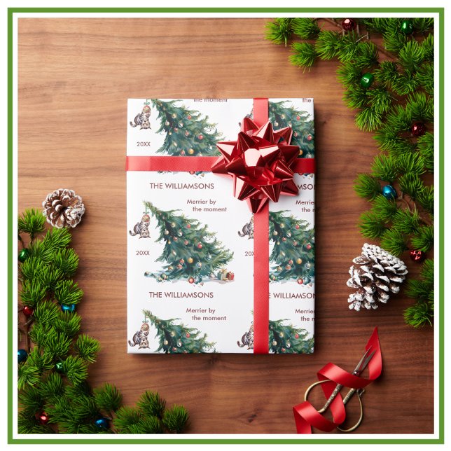 Papel De Presente Foto de gato perigosa da árvore de Natal (Criador carregado)
