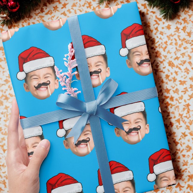 Papel De Presente Foto de Natal com Chapéu de Papai Noel Personaliza (Criador carregado)