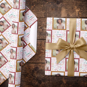 Papel De Presente Foto de Natal com Desenhos à Mão Caprichosos