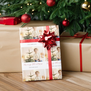 Papel De Presente Foto de Natal com Letra Moderna Feliz Natal
