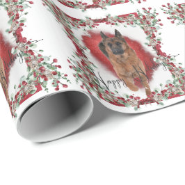 Papel De Presente Foto de Natal de German shepherd com neve