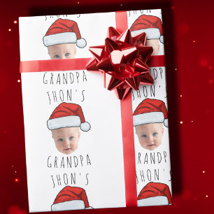 Papel De Presente Foto de Natal personalizada do rosto do bebê Santa