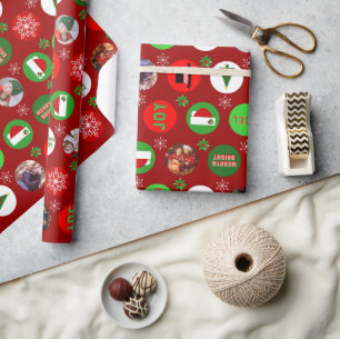 Papel De Presente Foto de Natal Red Green