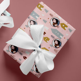 Papel De Presente Foto de Natal Rosa