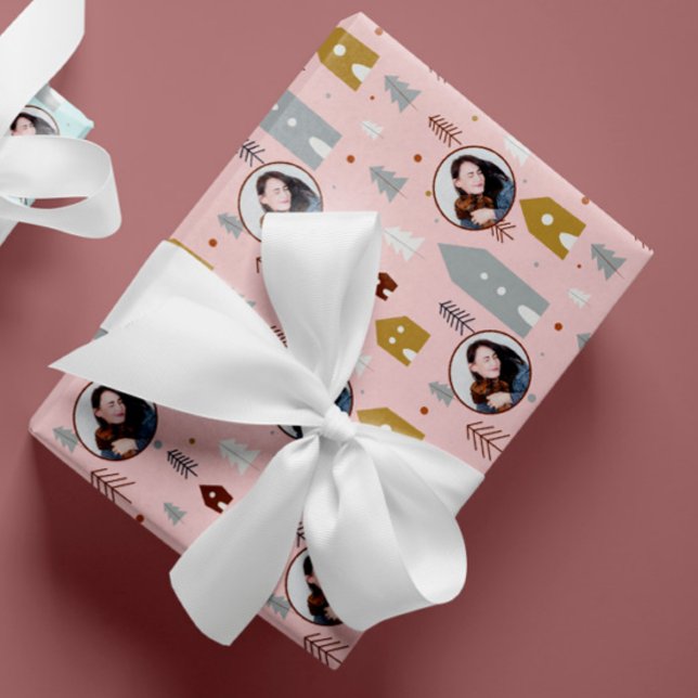 Papel De Presente Foto de Natal Rosa (Criador carregado)