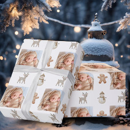 Papel De Presente Foto de Papai Noel Rena Adorável Festa de Natal