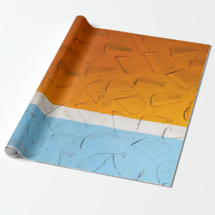Papel De Presente Foto de trabalho de arte cor laranja, branca e azu