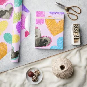 Papel De Presente Foto Dia de os namorados Arco-Íris Corações Desenh