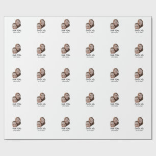 Papel De Presente Foto do casal com nome e data simples casamento