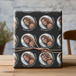 Papel De Presente Foto do Círculo Um com Saudação de Aniversário
