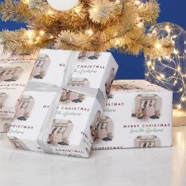 Papel De Presente Foto do Nome da Família Feliz de Natal do Elegante