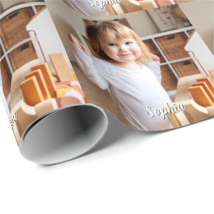 Papel De Presente Foto do seu filho e nome em caligrafia