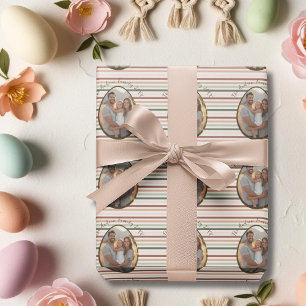 Papel De Presente Foto e nome personalizados da Páscoa Boho