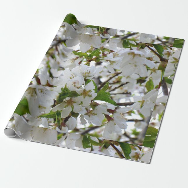 Papel De Presente Foto floral branca elegante (Desenrolado)