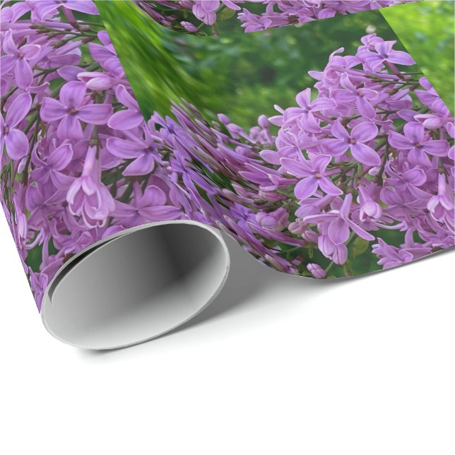 Papel De Presente Foto floral roxa lilás romântico elegante roxo (Ponta do rolo)