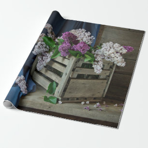 Papel De Presente Foto Floral Rustic Purple and White Lilacs