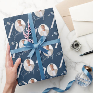 Papel De Presente Foto Minimalista de Aniversário de 70 anos Moderno